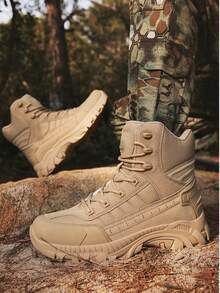 Men's Outdoor Hiking Boots, High-Quality Breathable Training Boots, Desert Hiking Boots, Men's Anti-Slip Lace-Up Thick-Sole Military Boots, Khaki Hiking Trekking Travel Camping Work Boots