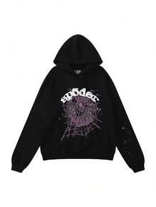 Hip-Hop Fashion Printed Hoodie Loose Men's And Women's Hooded Sweatshirt - nhện đen - Xem 2