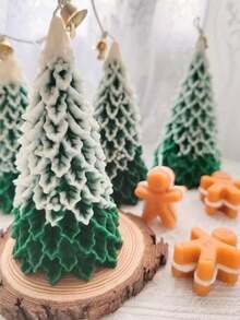 1pc Christmas Tree Scented Soy Wax Candle, Christmas Pine Scented Candle, Atmosphere Decor For Events, Holidays, Gifts Home Decor Christmas Decorations Room Decor, Christmas Gifts - Green - View 4