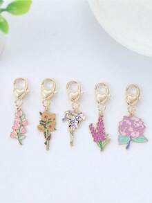 Boho 5PCS Cute Enamel Purple Rose Flower Key Ring Sweet Key Chains For Women Girls Handbag Accessories DIY Jewelry Best Friends Gifts Car Accessories Bag Charm School Goth Y2k CYHC - XG-436*1 - Xem 4