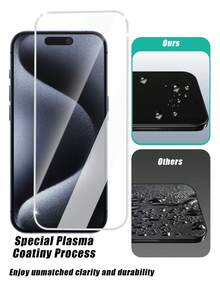 2 件超高清全覆盖屏幕保护膜，银色闪光边缘，高清晰度和透明度，9H 硬度，保护眼睛，高响应度，耐刮擦，兼容 7-16/17/17 Air/17 Pro/17 Pro Max 系列 - 無色 - 查看 6