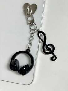 1 件男女通用新款 Ins 风格音乐耳机形钥匙扣、创意迷你音符配件、个性化手机挂绳、包饰、钥匙扣，适合音乐爱好者礼物汽车配件可爱哥特 Y2k 包饰挂绳带身份证夹汽车配件包饰圣诞节