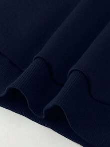 1pc Tween Boys Versatile, Personalized, Fashionable, Loose Fit Pullover Sweatshirt, Spring/Autumn - Navy Blue - View 5