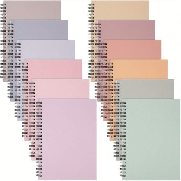 1 pieza Cuaderno espiral A5 - Surtido de colores de macarrón, cubierta de papel kraft, cuadriculado universitario de 80 hojas, 8.3x5.7 pulgadas, diarios portátiles para oficina, escuela, diario y toma de notas, cuadernos para la escuela, papelería escolar, diseño de espiral, papelería duradera