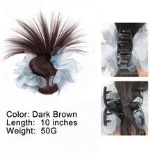 时尚女士蓝花鸡毛发髻，耐热合成发，适合日常发型 - 彩色 - 查看 14