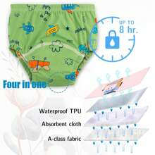 3pcs Unisex Reusable Potty Training Pants, Waterproof Kids Underwear, Breathable Cartoon Diaper Covers, Multilayer Absorbent, Funny Patterns Suitable For Boys And Girls, Great For Toilet Training And Incontinence, Fits 12 Months To 3 Years