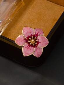 1 件手工渐变扎染粉色花朵设计休闲订婚戒指，甜美可爱，适合女士 - 粉色 - 查看 2