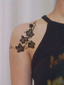 1 pieza Tatuaje temporal a prueba de agua, a prueba de sudor y sin reflejos, 1 diseño de tatuaje de hoja de vid realista, con apariencia fresca y natural, adecuado para personas en la vida diaria