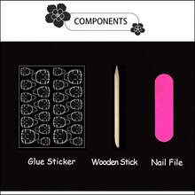 Short Press Pard French Tip False Nails With Pink Ossy Bow Design Ue On Nails Full Cover Stick On Nails 24Pcs-0345 - NudePink-1液體盎司(1包) - 查看 6