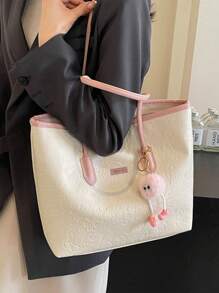 Large-Capacity Women's Fashionable Versatile Shoulder Bag, New Tote Canvas Handbag, Preferred Design, Perfect For School, Commuting, And Shopping(No Pendant)