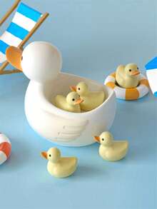 DIY Cute Duck Shaped Aromatherapy Candle Plaster Soap Mold Handmade Resin Ornament Home Decoration Duck Candle Cup Candle Container Item Storage Box Silicone Mold Gypsum Clay Succulent Plant Pot Casting Mold - White - View 4