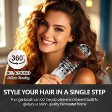 4 In 1 Rotating Hot Air Comb, One Step To Create Tousled Hairstyle, Hair Dryer And Styler, Curling Comb, Straightening Comb, 360°Automatic Rotating, 2 Interchangeable Combs, Ceramic Coating Makes Hair Soft And Shiny, Suitable For All Hair Types, Creates Vibrant And Stylish Curls And Silky Hair, Holiday Gift! - EU F Type Plug(220-240V) - View 7