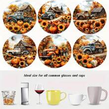 1 Set/4 Stück/6 Stück/300 Stück Herbst Kürbis Truck Muster Diatom Schlamm Untersetzer, Kaffee Untersetzer, Mehrzweck Dekorationen für Zuhause und Restaurant, Alltagsgeschenke, Tischdekoration, Alltagsdekoration, Themenparty Dekoration