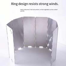 Protector de viento para estufa al aire libre, estufa de gas plegable, protector de viento portátil para camping, picnic, quemador de cocina, pantalla a prueba de viento - Plateado - Ver 5