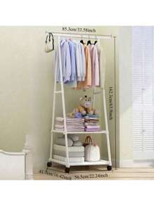 Multifunctional Metal Clothes Hanger For Baby And Children's Bedroom Clothes Storage, With Triangular Wheel Brackets. It Is A Mobile Multi-Layer Storage And Organizing Rack, Suitable For Families, Kitchens, Wardrobe Organizing, Hanging Clothes, And As A Large Clothes Hanger. - Coat Hanger - View 9