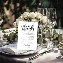 50 张婚礼派对桌感谢卡、桌面装饰、招待会、新娘送礼会感谢卡、明信片、婚礼仪式、派对、庆典或特别活动卡片、圣诞节