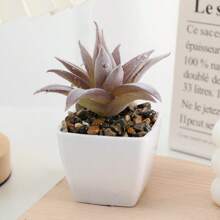 1件/4件仿真迷你多肉植绒迷你方形盆栽家居装饰室内阳台精美多肉盆栽-家居客厅、房间餐桌中心迷你盆栽装饰摆件