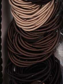 1109 件女孩发饰套装，基本款尼龙马尾辫发带，黑棕色缎面发圈，中性色弹力橡皮筋头带，辫子制作器发型工具套装头饰日常发饰 - 彩色 - 查看 5