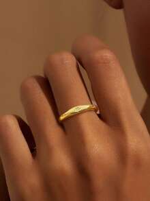 1 件 925 纯银抛光戒指简约日常戒指女士戒指精美女士珠宝礼品女士时尚配饰