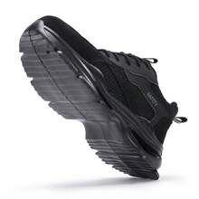 女士安全鞋，大网眼透气，钢头，防砸，防刺穿，柔软轻便的EVA鞋底，时尚功能性工作鞋 - 黑色 - 查看 8