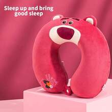 MINISO Strawberry Bear Memory Foam U - Pillow, Officially Licensed Cute Design, Slow - Rebound Foam For Precise Neck Support, Perfect For Travel, Office & Naps.(1 PC) - Pink - View 2