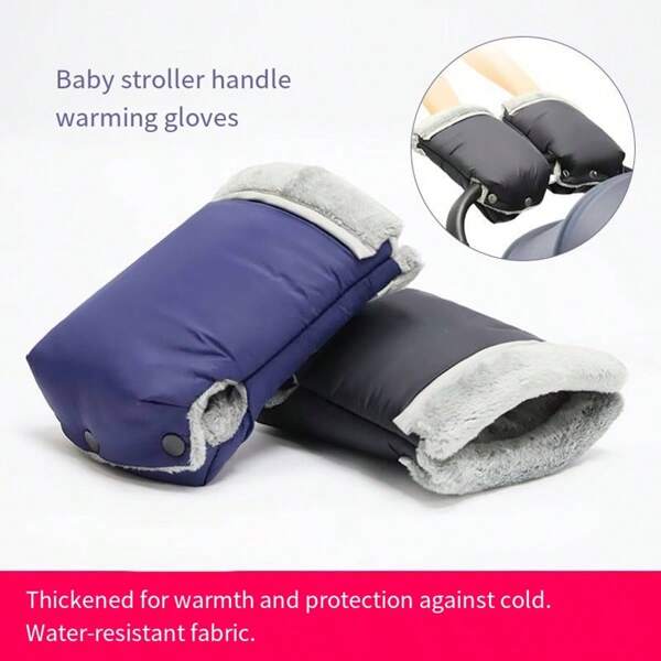 1 Pair Baby Stroller Warm Gloves, Windproof Winter Stroller Hand Muff, Waterproof Thermal Lined Stroller Handlebar Cover For Snow Days