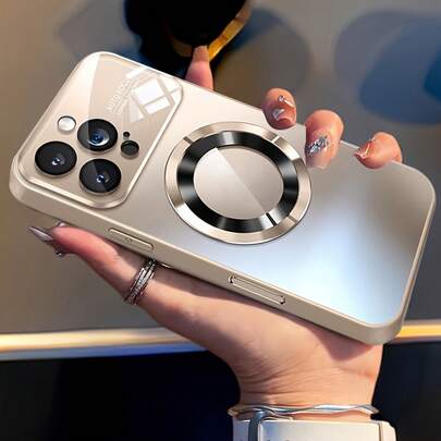 New Luxury Matte Titanium Metal Magnetic Wireless Charging Phone Case Compatible With IPhone 17 16 15 14 13 12 11 Pro Max 17Pro, With Glass Lens Protection And Soft Edge Frame, Shock-Resistant Protective Case, Daily Phone Accessories, Streamlined Design, Minimalist Exterior, Scratch-Resistant, Durable Material, For Tech Enthusiasts