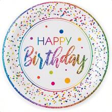 Rainbow Birthday Plates Set Of 24 9 7 Inch Plates Napkins And Cups Party Supplies Sturdy 400 GSM Weighted Rainbow Happy Birthday Party Decorations For Boys Girls And Tweens-0166 - Rainbow - 查看 5