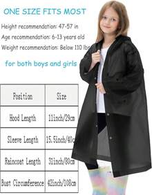 Pack Waterproof Raincoats Reusable,EVA Rain Ponchos Emergency Rain Children, Boys And Girls - Black (2-pack) - View 2