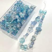 40g gemischte Acryl Bastelperlen DIY Schmuckherstellung Set, geeignet zum Herstellen von Armbändern, Halsketten, verschiedene Formen und Farben verfügbar - Babyblau - Übersicht 17