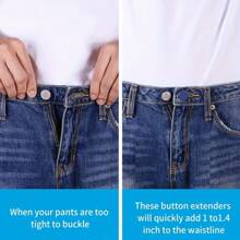 12pcs Adjustable Waist Extender Buckles, Fits 1-1.4 Inch Waist Expansion, Suitable For Men And Women, Available In Khaki/Blue/Black - Multicolor - View 4