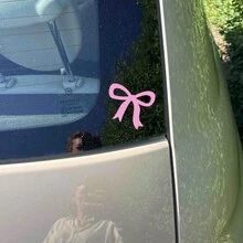 2 件可爱蝴蝶结女士汽车贴花 - 幻想主题乙烯基贴纸，光面，卡通图案自粘玻璃表面，不对称形状，一次性使用 - 均碼 - 查看 4