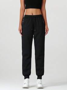 1pc Women's Thermal Lined Warm Sports Pants, Windproof & Thermal, Casual Joggers Trousers For Autumn/Winter