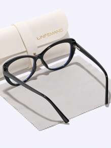 LINFEMAND 女士猫眼简约多色夹片式时尚无度数眼镜，个性化办公复古无度数眼镜，节日礼物