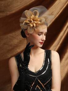 1 chiếc mũ cài tóc nữ kiểu Kentucky Derby, mũ dự tiệc trà, mũ lưới đính lông vũ, phụ kiện đội đầu cho đám cưới, tiệc cocktail, mùa hè, đi biển. - Nhiều màu - Xem 5