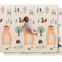 79x71 Foldable Baby Play Mat For Floor, Extra Large Tummy Time And Crawling Playmat, Thick Foam Play Mat For Baby, Reversible Portable Babies Floor Mats For Infant, Toddler - 北美栗鼠 - 查看 1