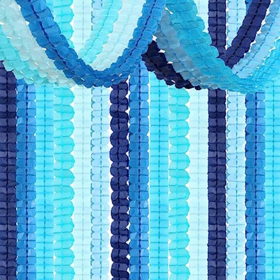 BabyRoyal NavyBlue PartyDecorations Streamers Garland 12pcs Boy Birthday Frozen Ocean Shower 4Leaf Paper Clover Streamer Bachelorette Bridal Wedding Engagement Banners Decor Ouruola-0162 - 藍色 - 查看 1