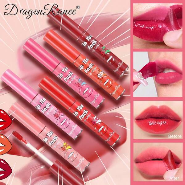 Dragon Ranee 撕拉式唇彩，哑光效果，持久，防水，防汗，不粘，多功能唇彩，适合日常使用、派对、表演