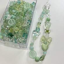 40g Random Mixed Acrylic Craft Beads DIY Jewelry Making Kit For Bracelets Necklaces Assorted Shapes & Colors - Green - View 22