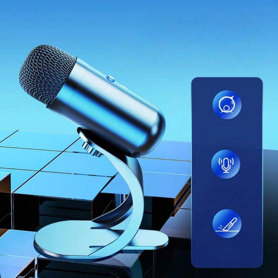Fashion Microphone Chat Game Recording Live Laptop USB Wired Microphone - Blue - View 1