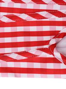 Apperloth A Sexy Red Plaid Going Out Tops Women's Boned Corset Cute Crop Cami Tank Top Tie Front Adjustable Straps Grommet Eyelet Lace Up Back Backless Asymmetrical Hem Overbust Party Shapewear Rave Festival Christmas Clothes - 紅色格子 - 查看 7