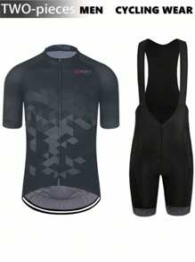 Men's Short Sleeve Cycling Sweatshirt And Shorts Set, Quick-Dry And Breathable