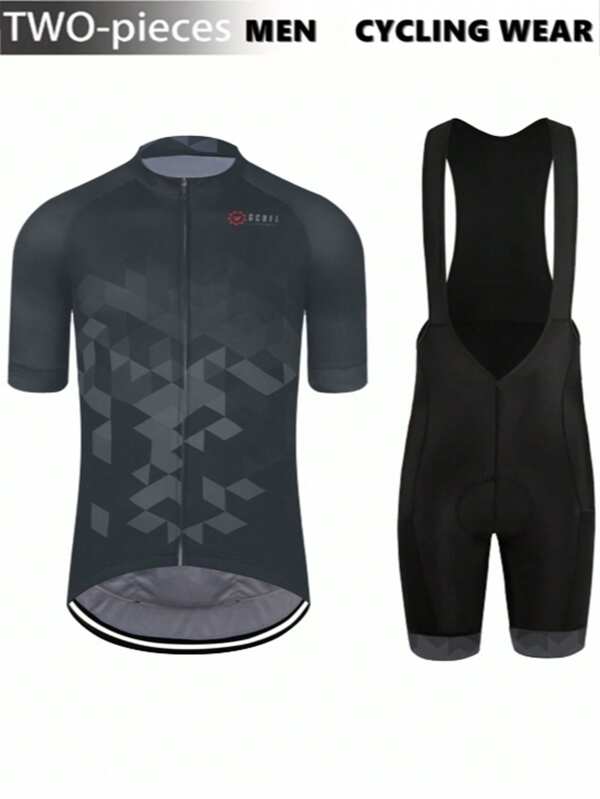Men's Short Sleeve Cycling Sweatshirt And Shorts Set, Quick-Dry And Breathable