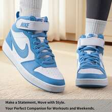 Nike COURT BOROUGH MID 2 (GS) 女童休闲运动鞋 CD7782-123 - 白色/藍色超越 - 查看 2
