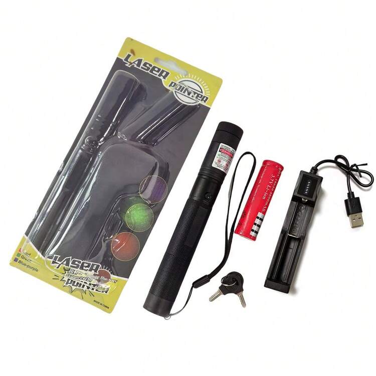 1pc Green Laser Pointer High Power Flashlight: Rechargeable Green Laser Pointer With Star Cap, Battery And Charger Included, Powerful Long-Range Laser Beam Pointer Suitable For Astronomy Demonstration, Outdoor Camping, Cat Toys, 8-In-1 Laser Head Patterns Including Love & Romance Proposal And Cute Cartoon Animal Patterns,School Supplies,Back To School - one-size - View 8