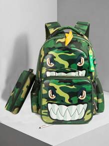 3件套足球迷必备套装大容量足球、恐龙、美人鱼尾巴、猫咪、独角兽、心形图案背包防水保温午餐袋3）便携式多功能铅笔盒。采用耐用涤纶制成，侧袋，多层内部设计，容量大，适合放置水瓶或雨伞。