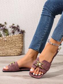 女士时尚休闲系带凉鞋，夏季舒适平跟露趾沙滩拖鞋 - 紅色 - 查看 3