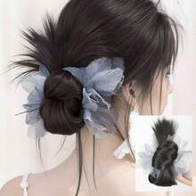 时尚女士蓝花鸡毛发髻，耐热合成发，适合日常发型 - 彩色 - 查看 9