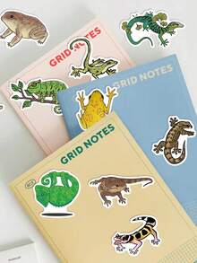 50pcs Colorful Reptile Stickers - Cartoon Lizard, Snake, Toad Decals For Laptops, Suitcases, Phones - PVC, Self-Adhesive, Mixed Colors, Asymmetrical Shapes, Fun Decoration, Whimsical Decor | Vibrant Animal Stickers | PVC Stickers, Reptile Accessories, Perfect For Winter, New Year - Multicolor - View 5