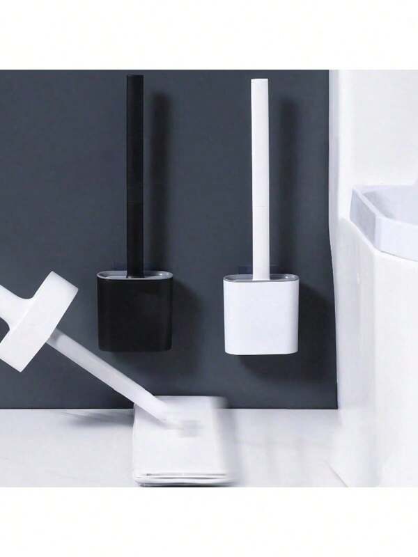 1 Stück weiches PP Toilettenbürsteset, mit abnehmbarem Wandhalter und langem Bürstenkopf, umfassendes Toilettenreinigungsset, belüftet zur Geruchsreduzierung, geeignet für Toilette & Badezimmer, aus PP und TPR
